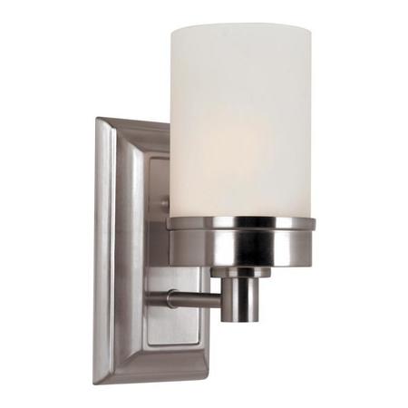 TRANS GLOBE One Light Brushed Nickel White Frosted Glass Wall Light 70331 BN